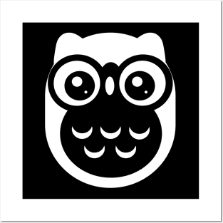 Black and White Cute baby owl Posters and Art